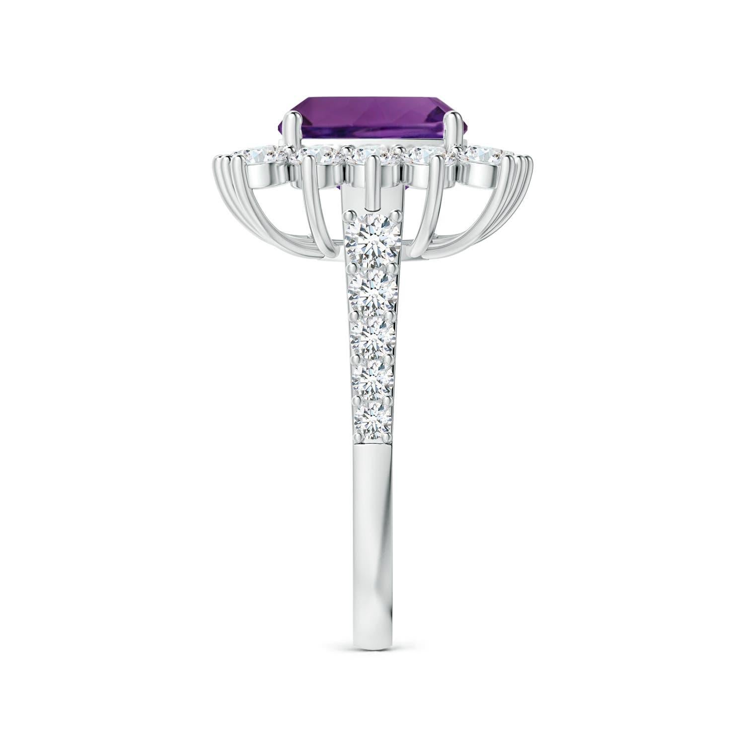 For Sale:  ANGARA Princess Diana Inspired GIA Certified Cushion Amethyst Ring in White Gold 4