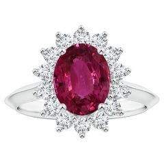 ANGARA Anello con zaffiro rosa certificato GIA ispirato alla Principessa Diana in oro bianco
