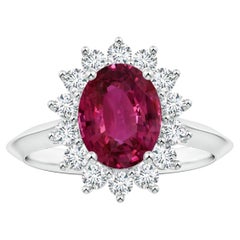 ANGARA Bague d'inspiration princesse Diana en or blanc et saphir rose certifié par le GIA