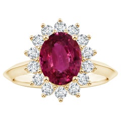 ANGARA Bague d'inspiration princesse Diana en or jaune et saphir rose certifié par le GIA