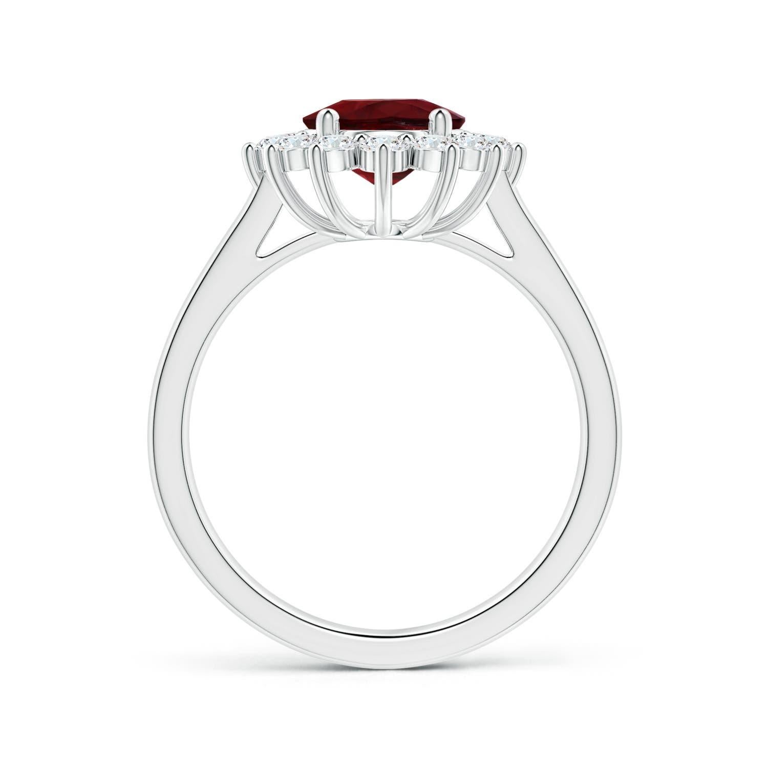 ANGARA Princess Diana Inspired GIA Certified Ruby Halo Ring in Platinum 2