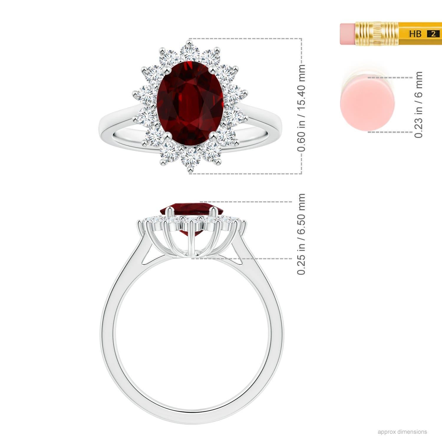 ANGARA Princess Diana Inspired GIA Certified Ruby Halo Ring in Platinum 4