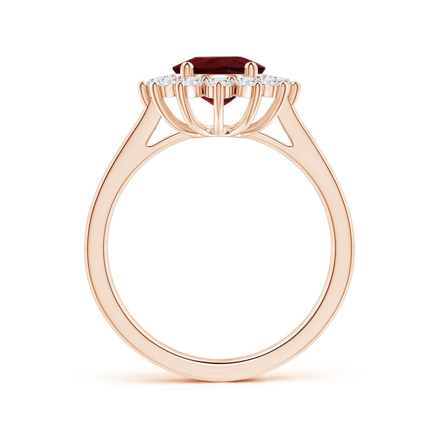 For Sale:  ANGARA Princess Diana Inspired GIA Certified Ruby Halo Ring in Rose Gold 2