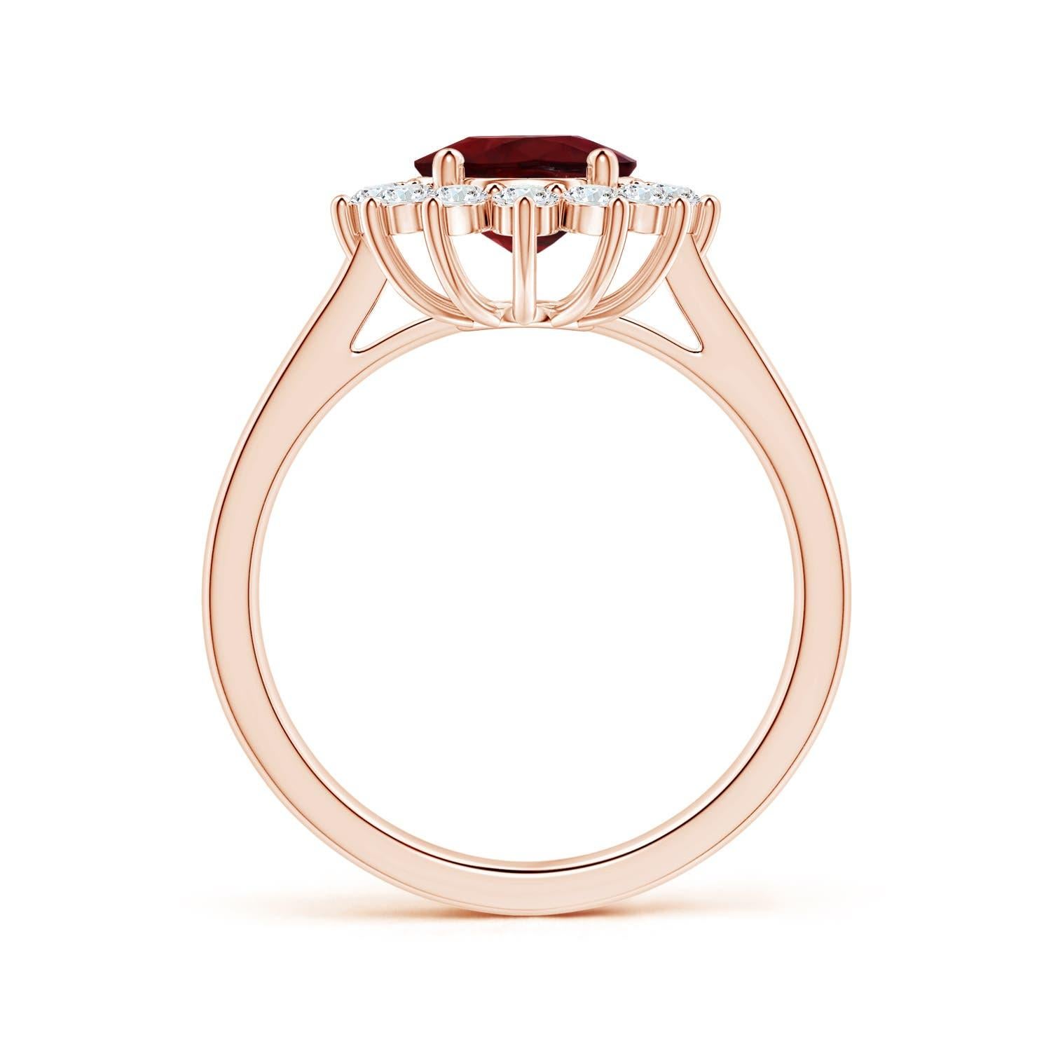 For Sale:  ANGARA Princess Diana Inspired GIA Certified Ruby Halo Ring in Rose Gold 2