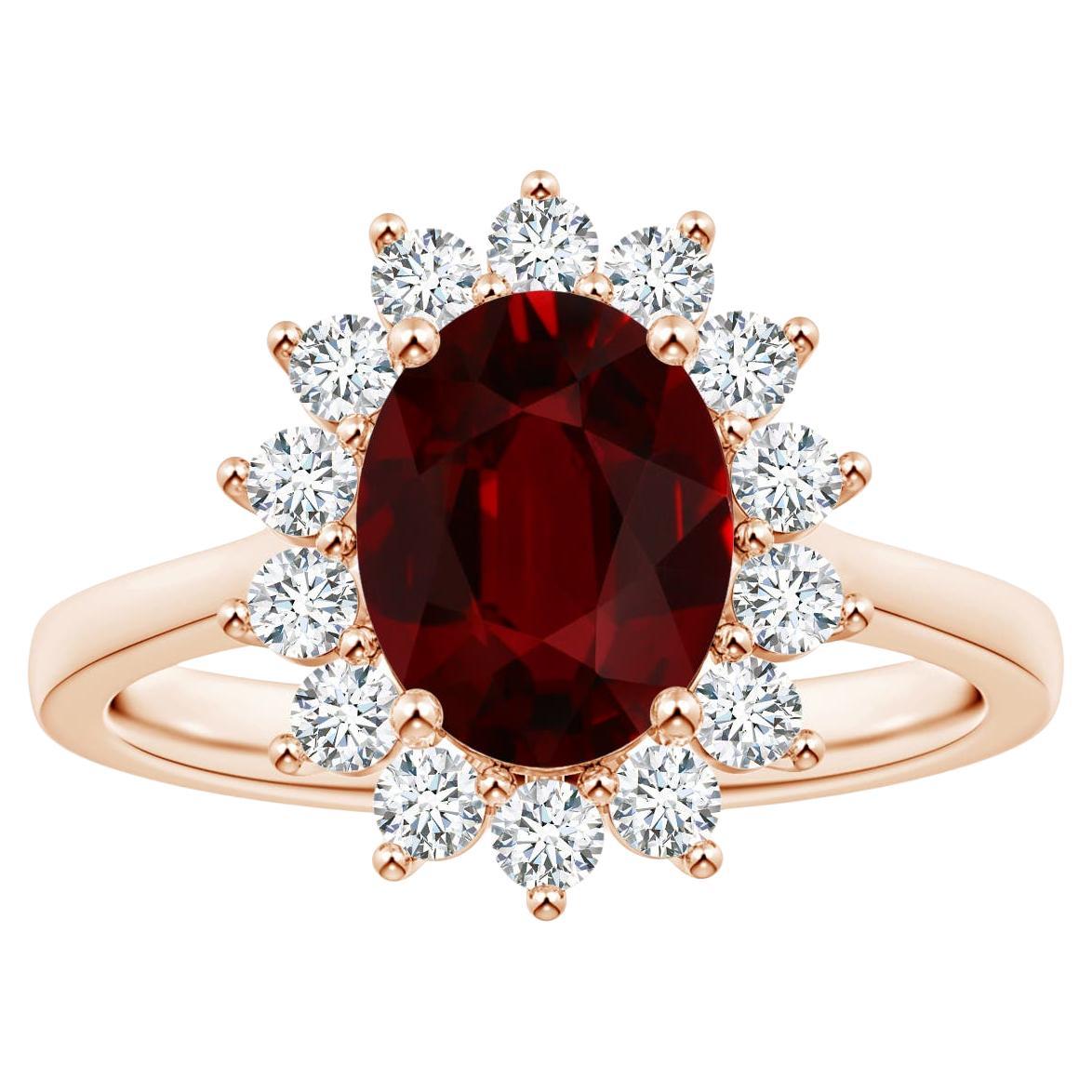 ANGARA Prinzessin Diana inspirierter GIA-zertifizierter Rubin-Halo-Ring aus Roségold