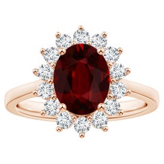 ANGARA Princess Diana Inspired GIA Certified Ruby Halo Ring in Rose Gold