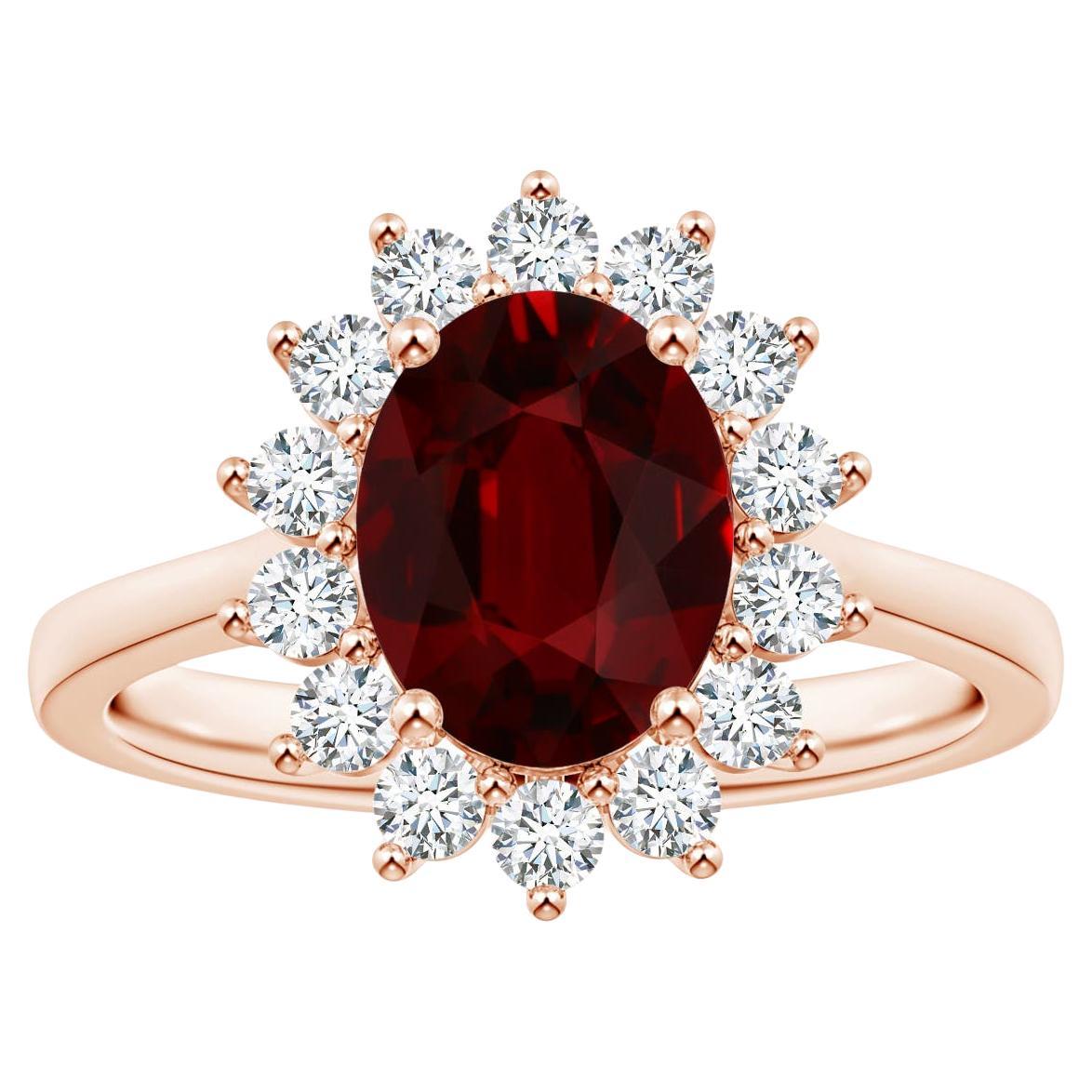 For Sale:  ANGARA Princess Diana Inspired GIA Certified Ruby Halo Ring in Rose Gold