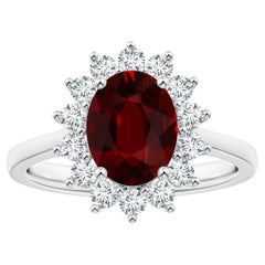ANGARA Princess Diana Inspired GIA Certified Ruby Halo Ring in White Gold