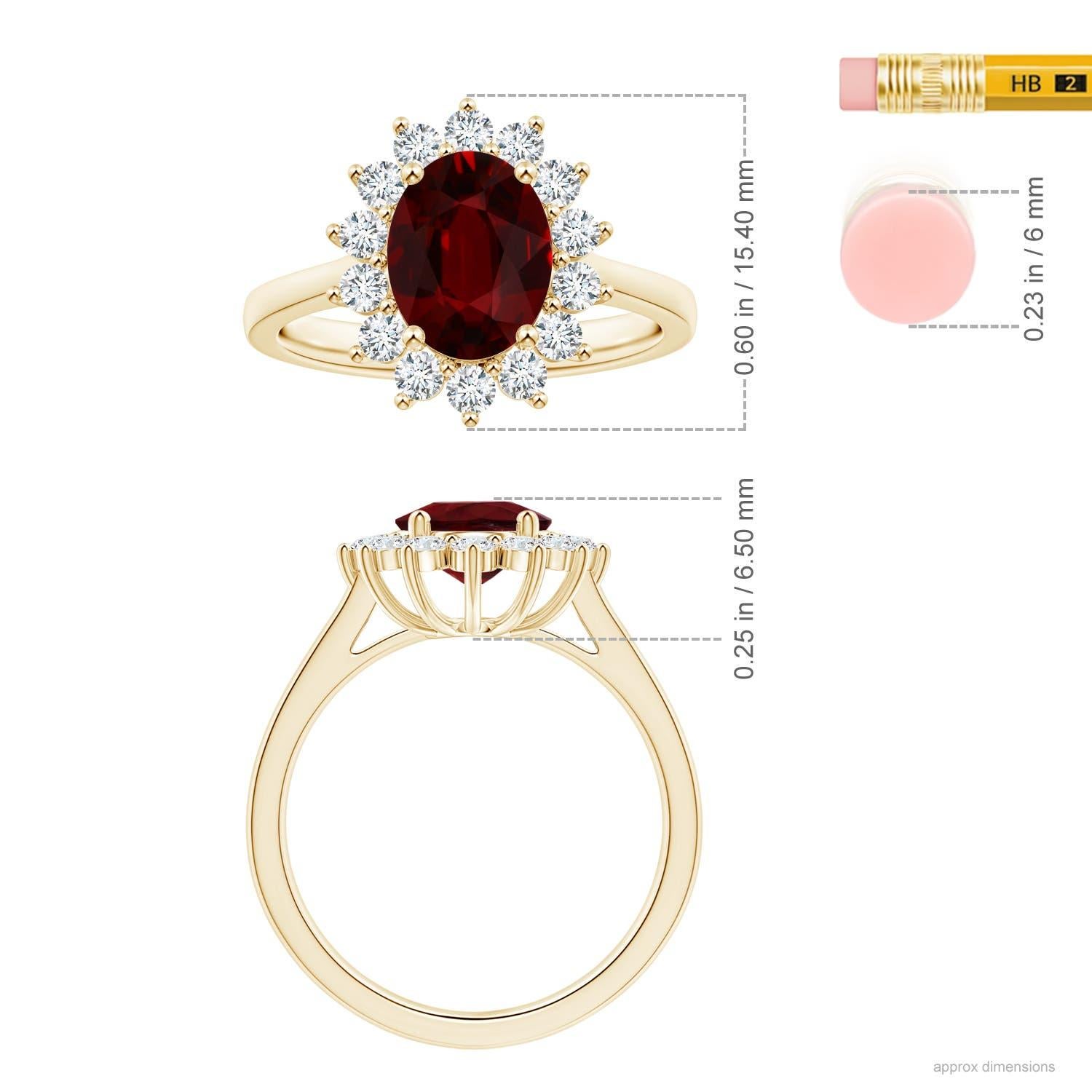 For Sale:  ANGARA Princess Diana Inspired GIA Certified Ruby Halo Ring in Yellow Gold 4