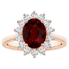 ANGARA Princess Diana Inspired GIA Certified Ruby Halo Ring in Yellow Gold