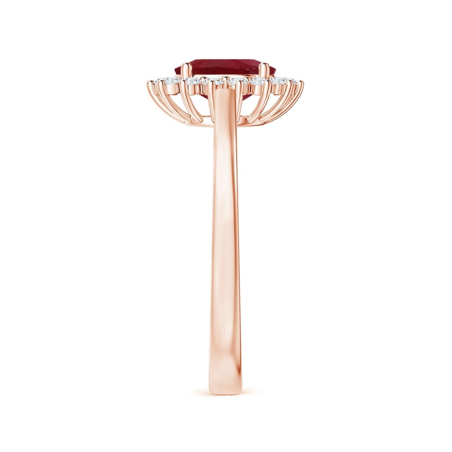 Angara Princess Diana Inspired Gia Certified Ruby Ring in Rose Gold with Halo 4