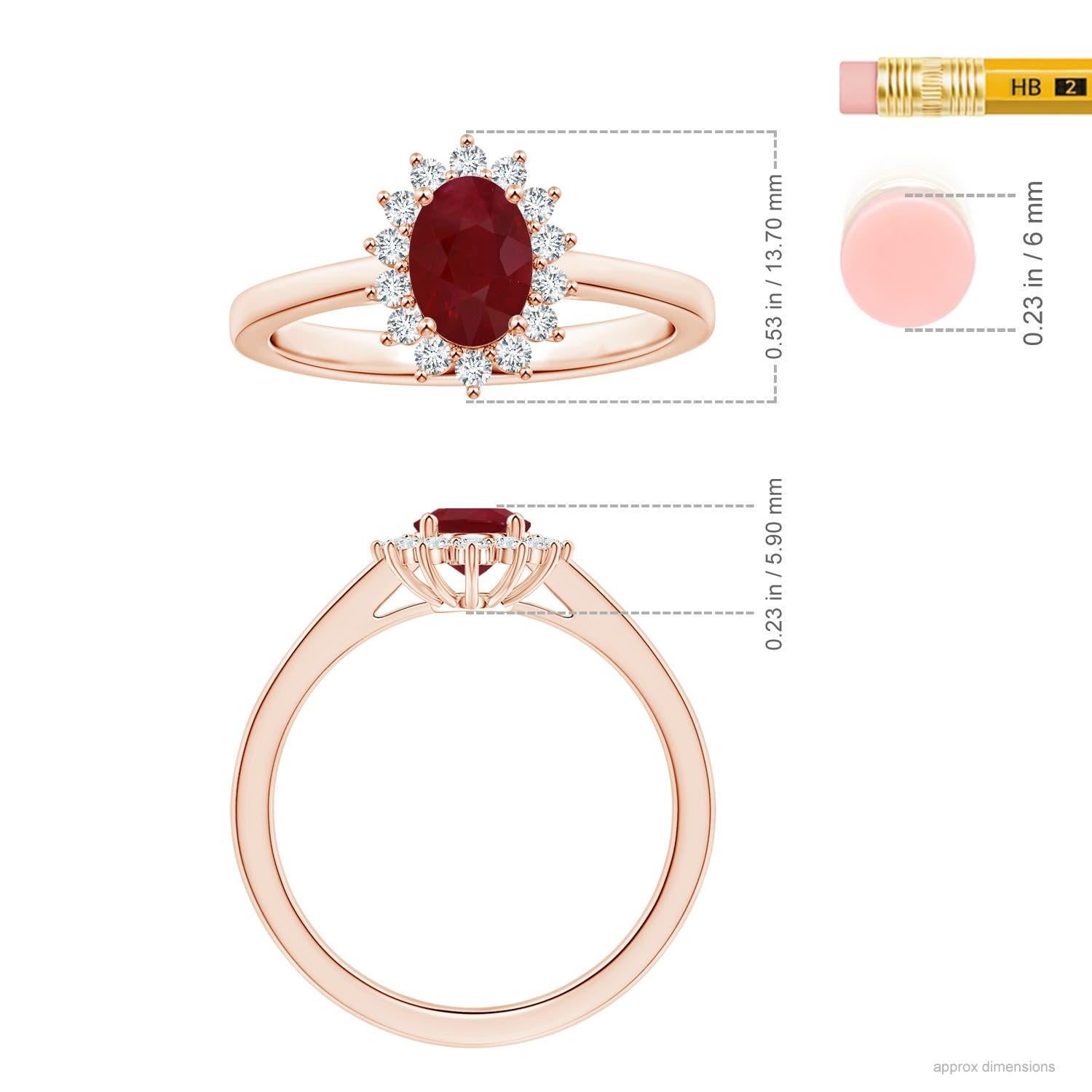 Angara Princess Diana Inspired Gia Certified Ruby Ring in Rose Gold with Halo 5
