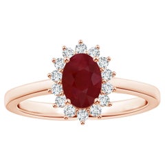 Angara Princess Diana Inspired Gia Certified Ruby Ring in Rose Gold with Halo