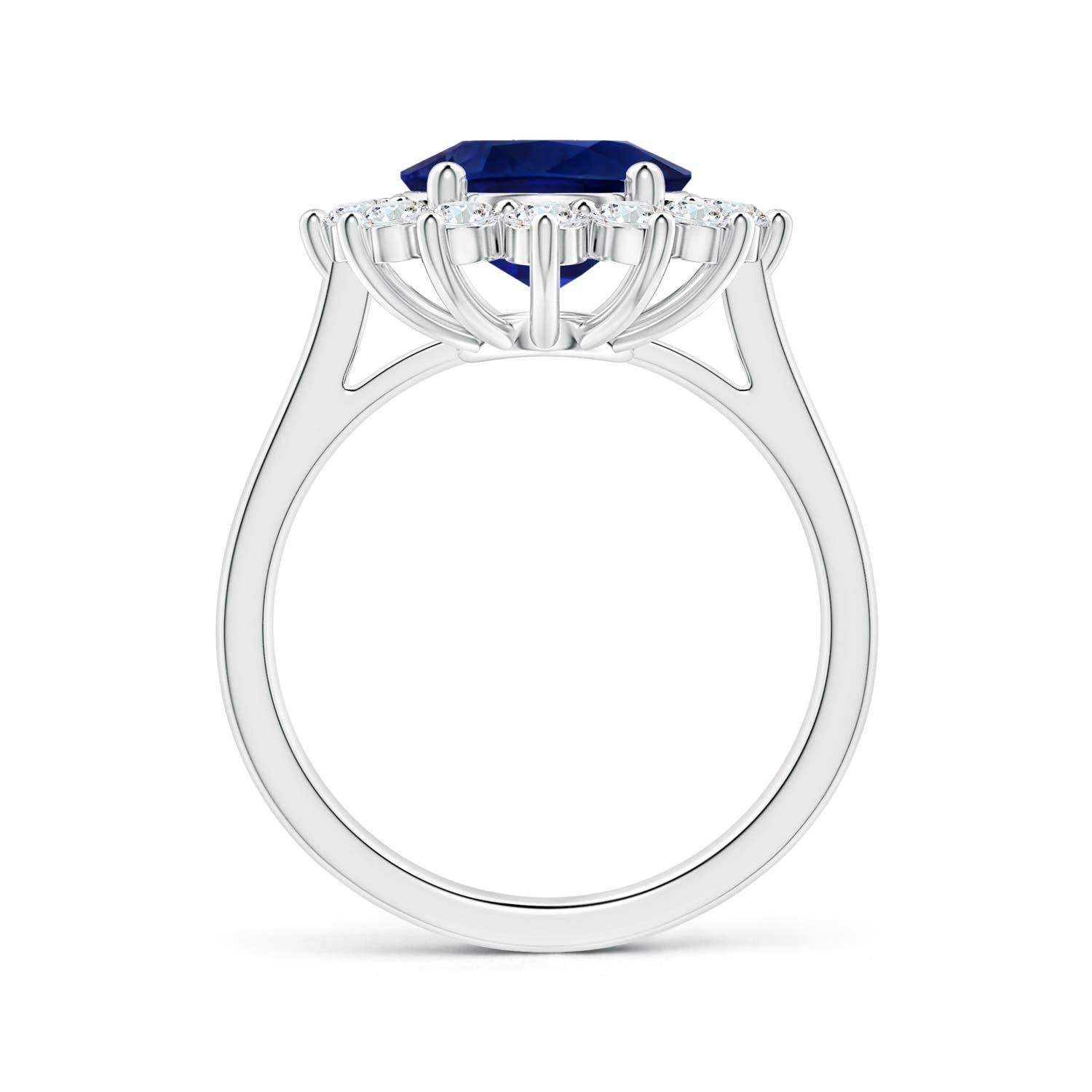 Im Angebot: ANGARA Prinzessin Diana inspirierter GIA-zertifizierter Saphir-Halo-Ring aus Platin () 2