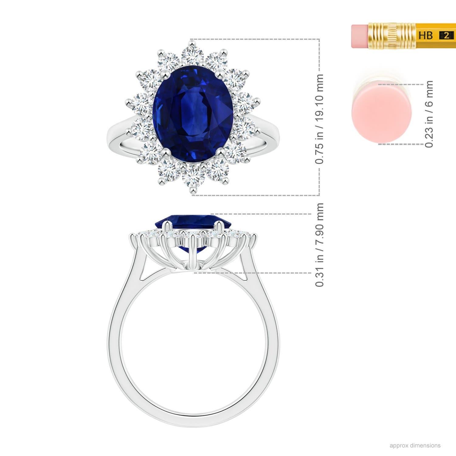 Im Angebot: ANGARA Prinzessin Diana inspirierter GIA-zertifizierter Saphir-Halo-Ring aus Platin () 5