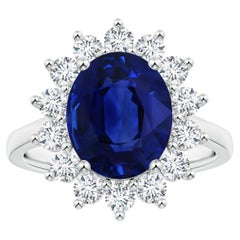 ANGARA Princess Diana Inspired GIA Certified Sapphire Halo Ring in Platinum