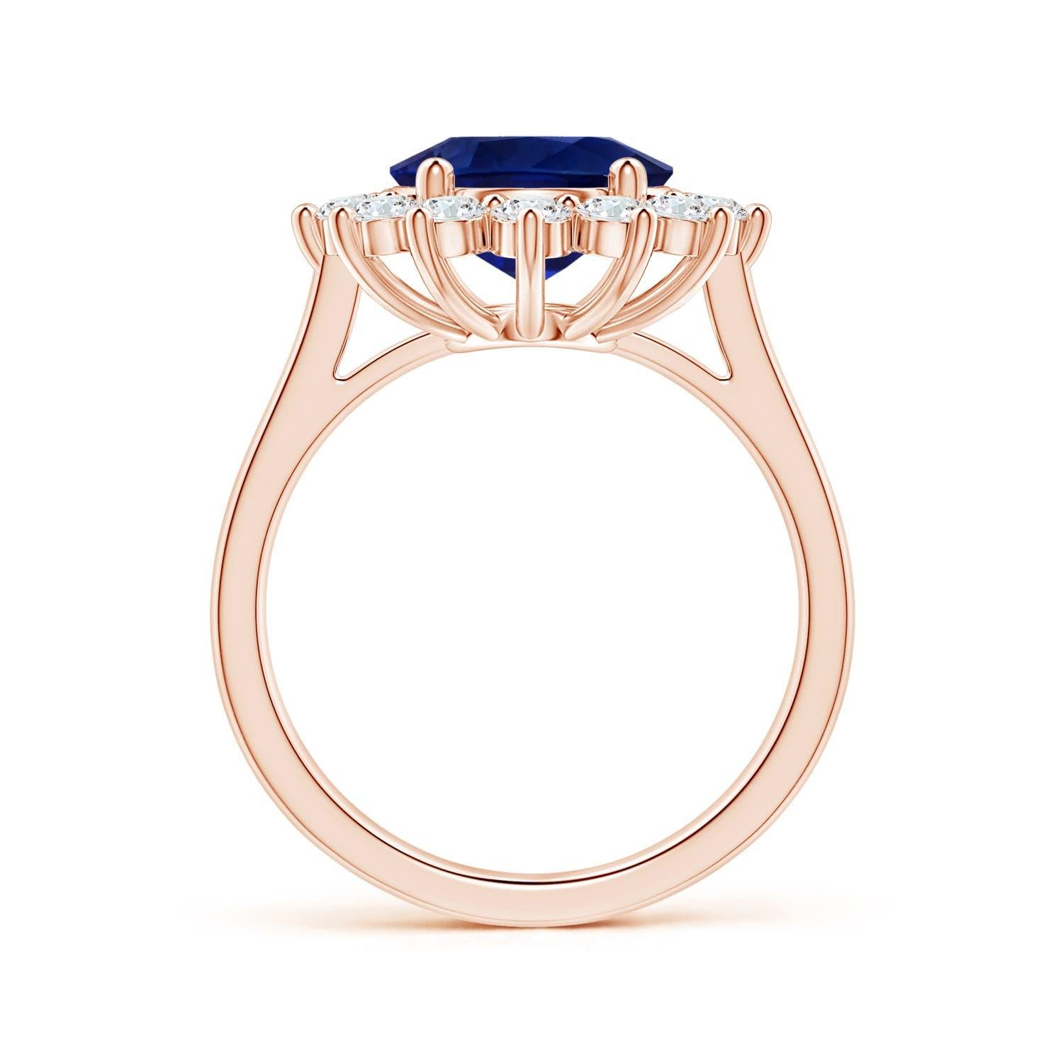 ANGARA Princess Diana Inspired GIA Certified Sapphire Halo Ring in Rose Gold 2