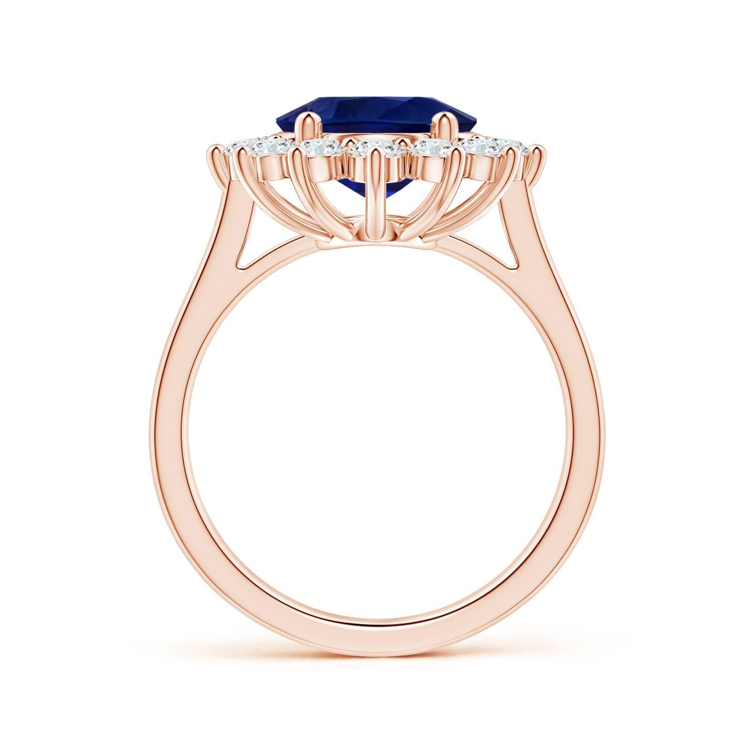 For Sale:  ANGARA Princess Diana Inspired GIA Certified Sapphire Halo Ring in Rose Gold 2