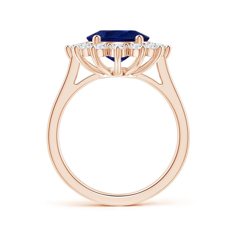 ANGARA Princess Diana Inspired GIA Certified Sapphire Halo Ring in Rose Gold 2