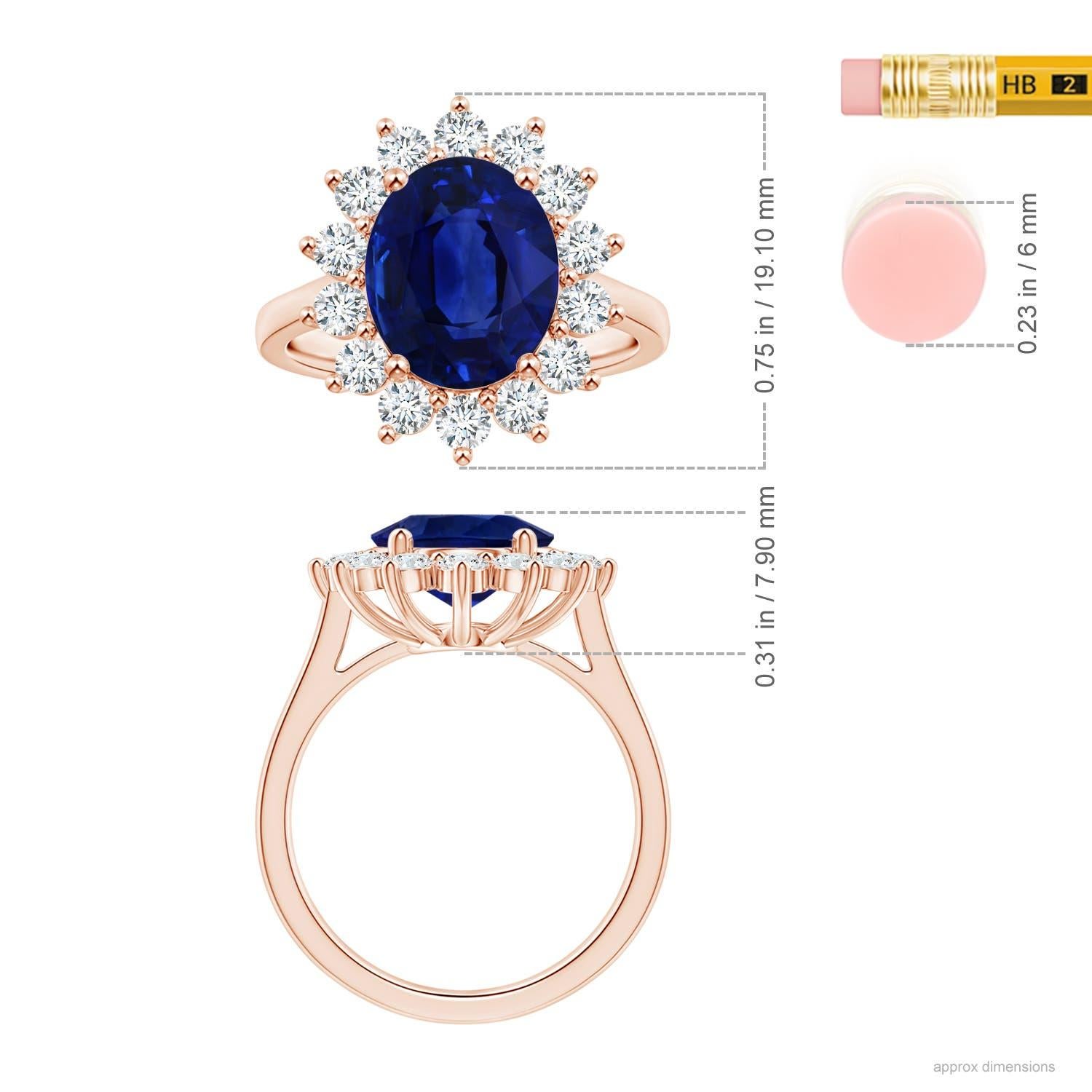 For Sale:  ANGARA Princess Diana Inspired GIA Certified Sapphire Halo Ring in Rose Gold 5