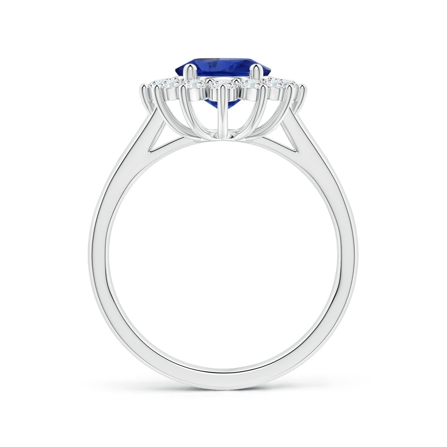ANGARA Princess Diana Inspired GIA Certified Sapphire Halo Ring in White Gold  2