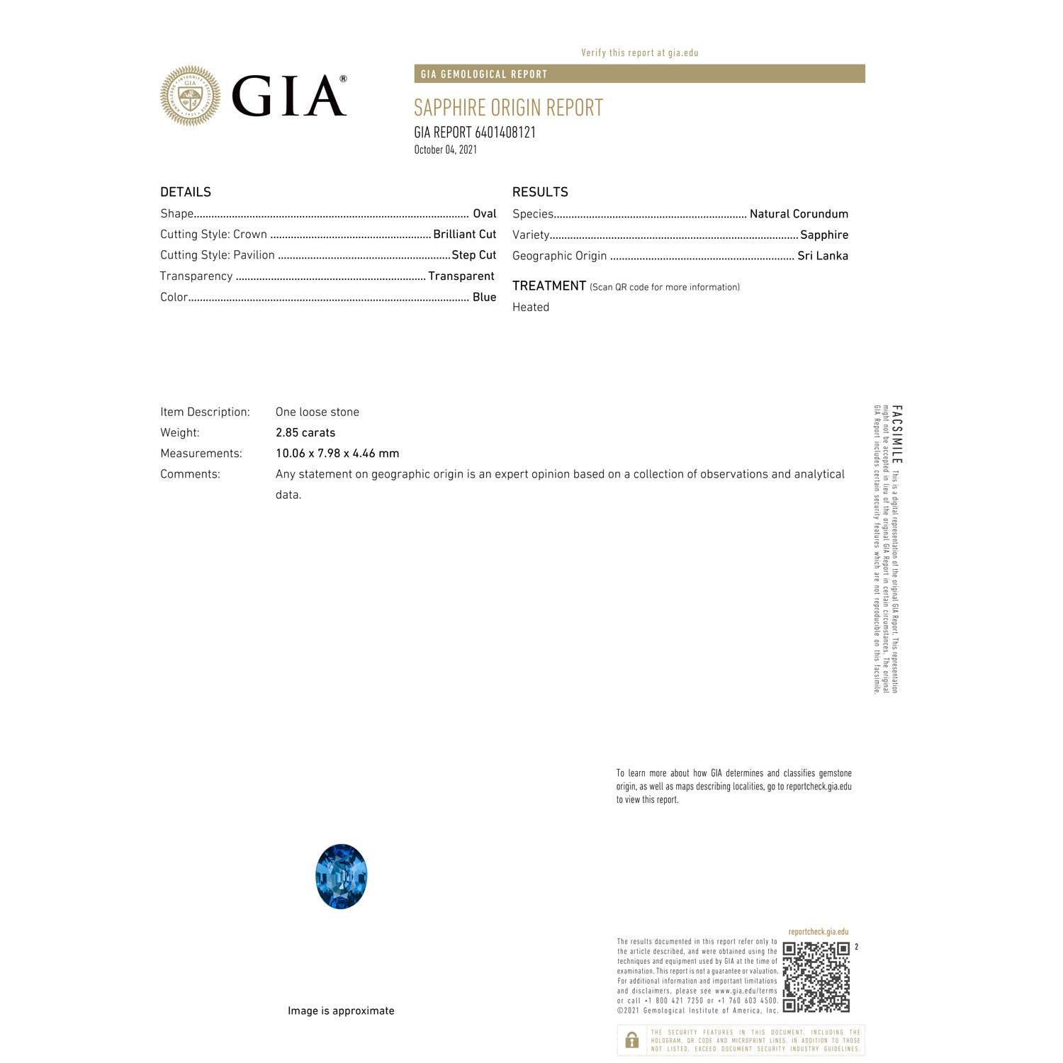 ANGARA Princess Diana Inspired GIA Certified Sapphire Halo Ring in White Gold  3