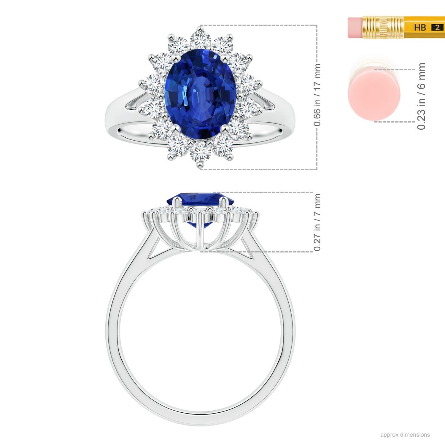 ANGARA Princess Diana Inspired GIA Certified Sapphire Halo Ring in White Gold  4
