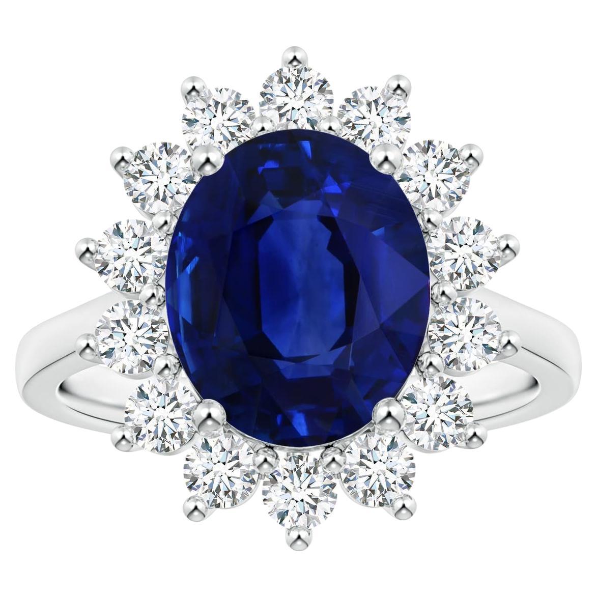 For Sale:  ANGARA Princess Diana Inspired GIA Certified Sapphire Halo Ring in White Gold