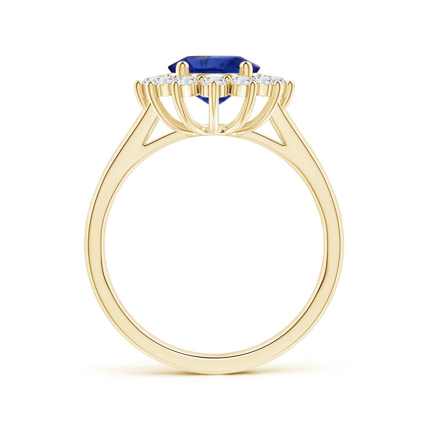 Angara Princess Diana Inspired GIA Certified Sapphire Halo Ring in Yellow Gold 2