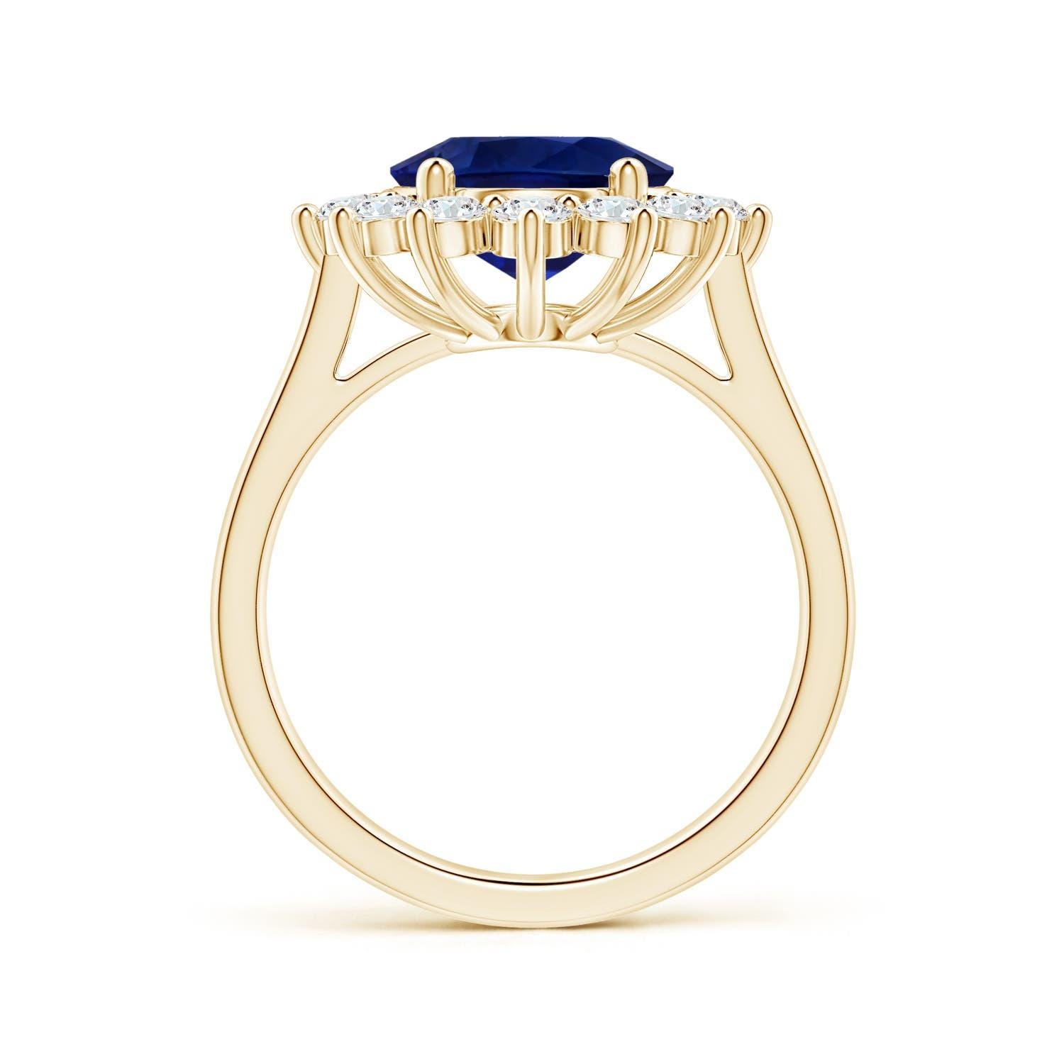 Im Angebot: ANGARA Prinzessin Diana inspirierter GIA-zertifizierter Saphir-Halo-Ring aus Gelbgold () 2