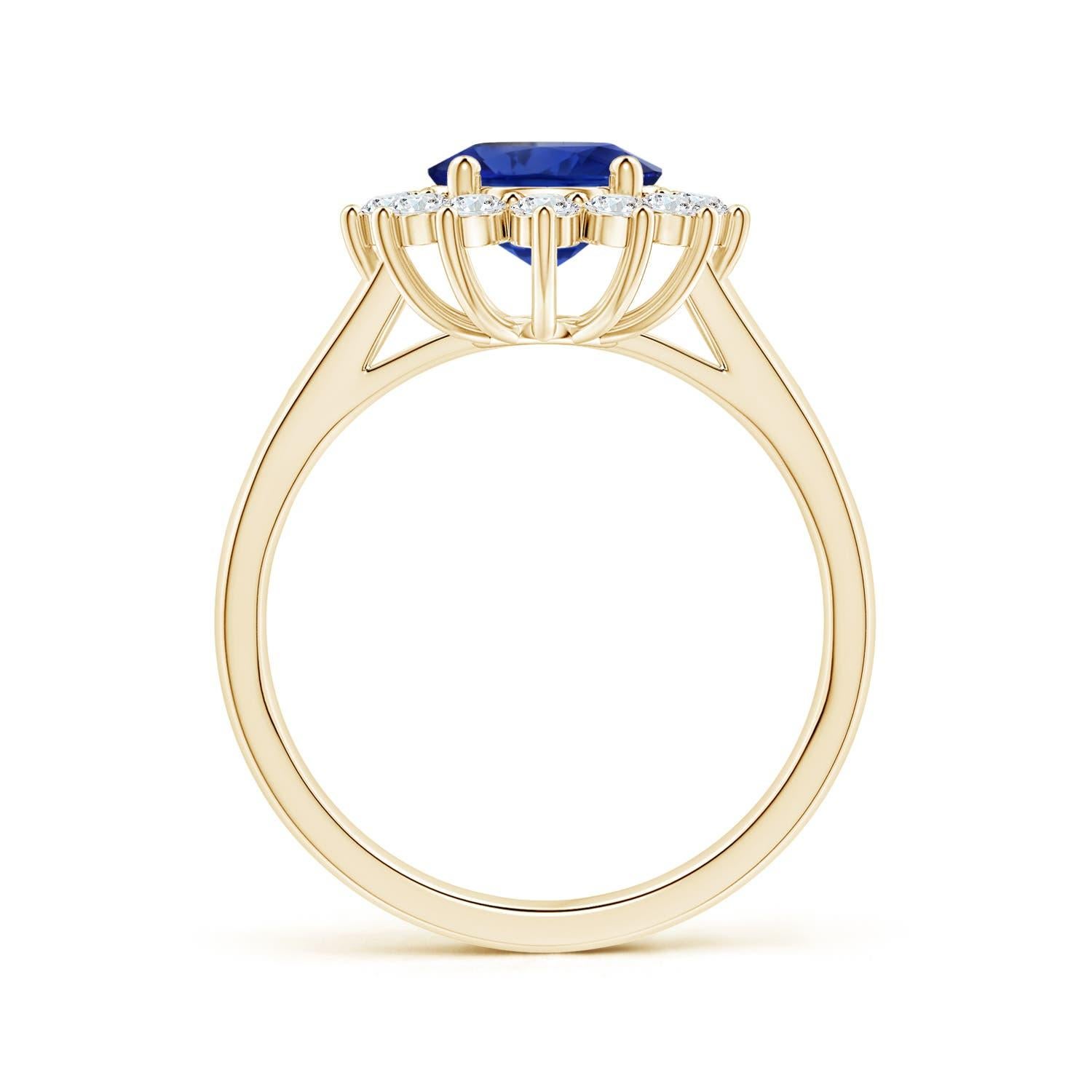 ANGARA Princess Diana Inspired GIA Certified Sapphire Halo Ring in Yellow Gold  2