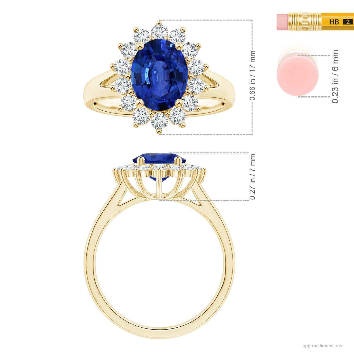 Angara Princess Diana Inspired GIA Certified Sapphire Halo Ring in Yellow Gold 3