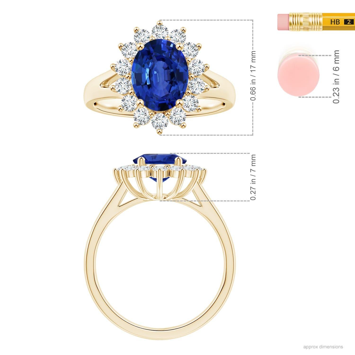 ANGARA Princess Diana Inspired GIA Certified Sapphire Halo Ring in Yellow Gold  4