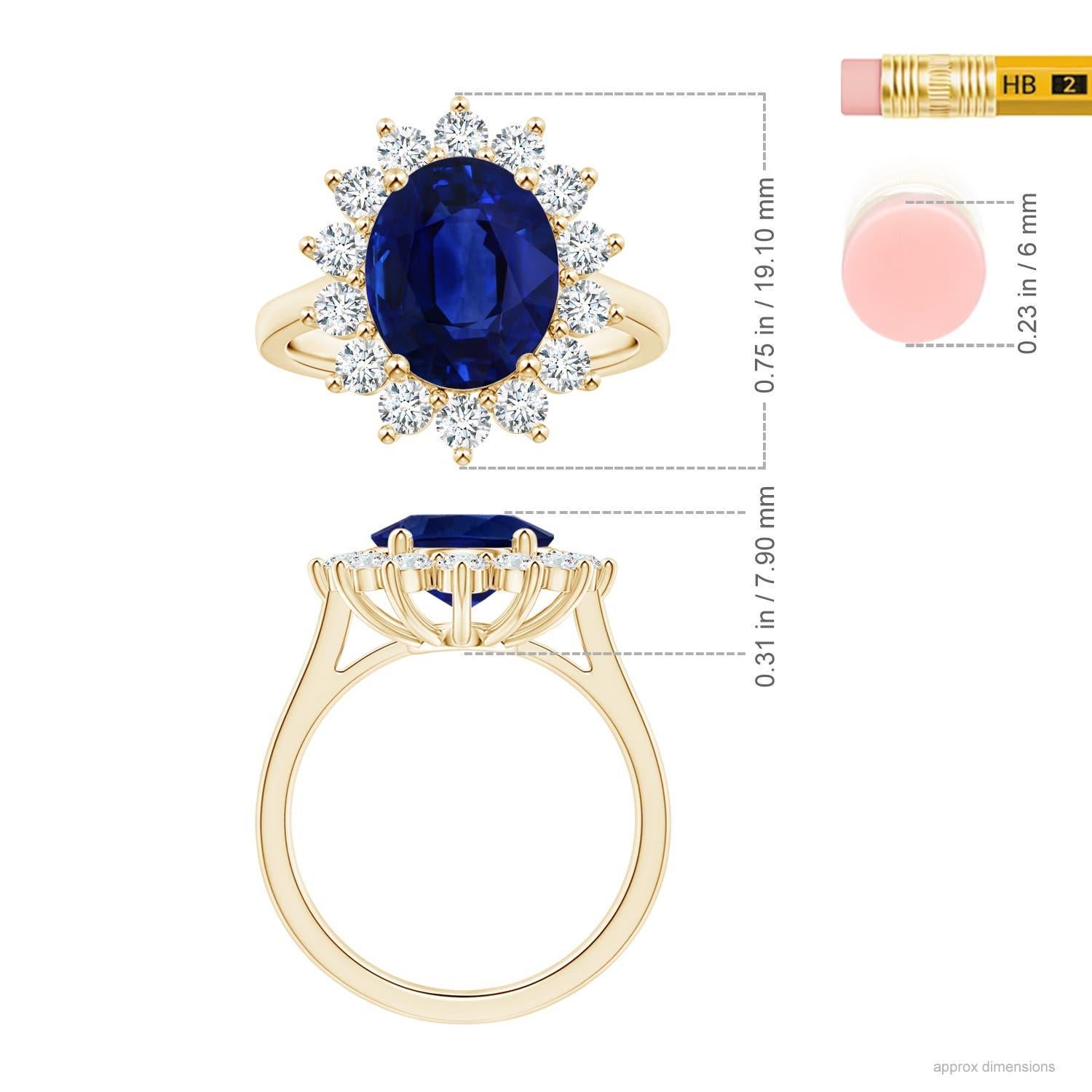 Im Angebot: ANGARA Prinzessin Diana inspirierter GIA-zertifizierter Saphir-Halo-Ring aus Gelbgold () 5