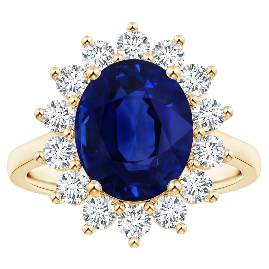 ANGARA Prinzessin Diana inspirierter GIA-zertifizierter Saphir-Halo-Ring aus Gelbgold ()