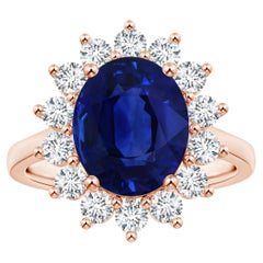 ANGARA Princess Diana Inspired GIA Certified Sapphire Halo Ring in Yellow Gold