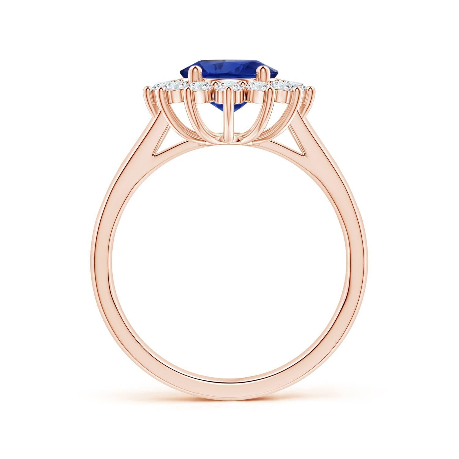 ANGARA Princess Diana Inspired GIA Certified Sapphire Rose Gold Ring with Halo 2