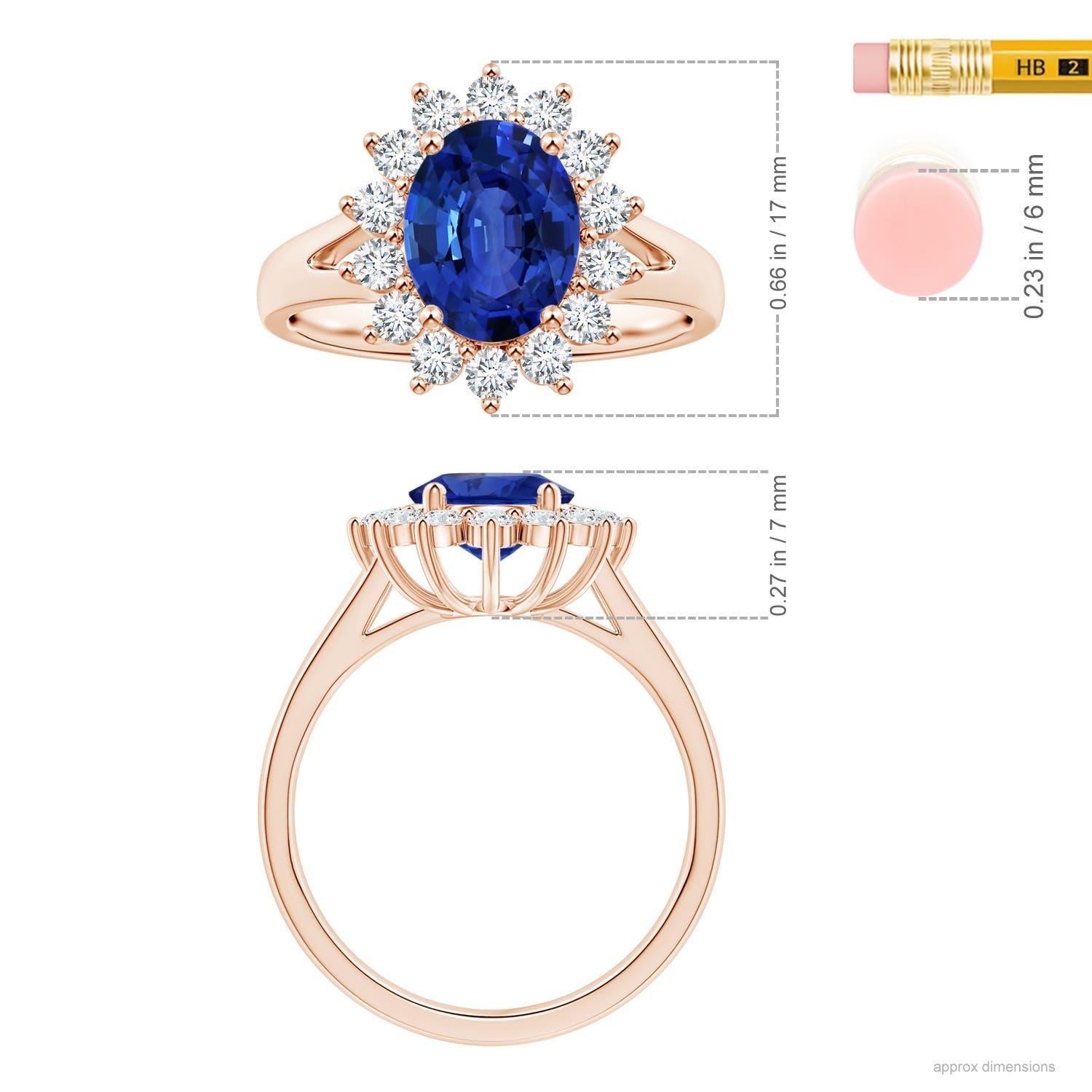 ANGARA Princess Diana Inspired GIA Certified Sapphire Rose Gold Ring with Halo 4