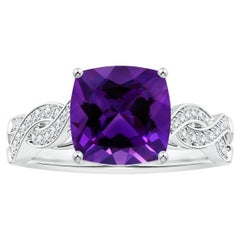 Gia Gia-zertifizierter Amethyst-Twist-Shank-Ring aus Weißgold mit Zackenbesatz