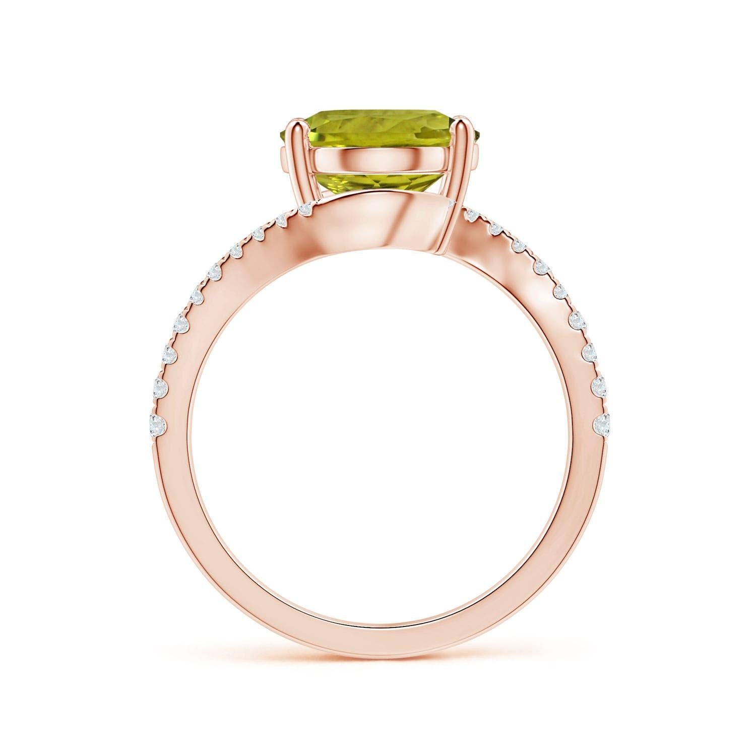 For Sale:  ANGARA Prong-Set GIA Certified Natural Oval Tourmaline Bypass Ring in Rose Gold 2