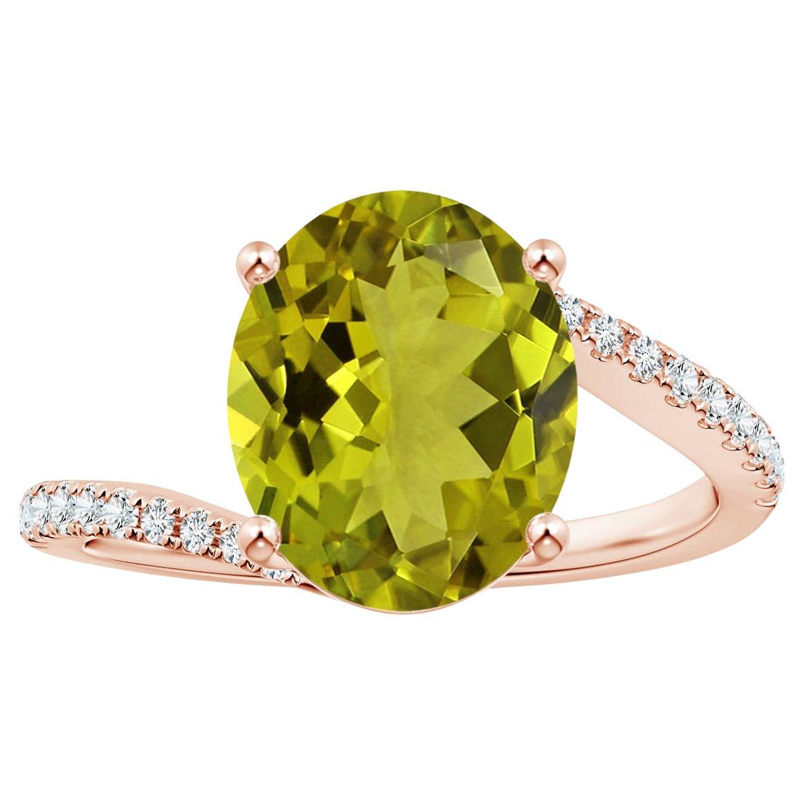 For Sale:  ANGARA Prong-Set GIA Certified Natural Oval Tourmaline Bypass Ring in Rose Gold