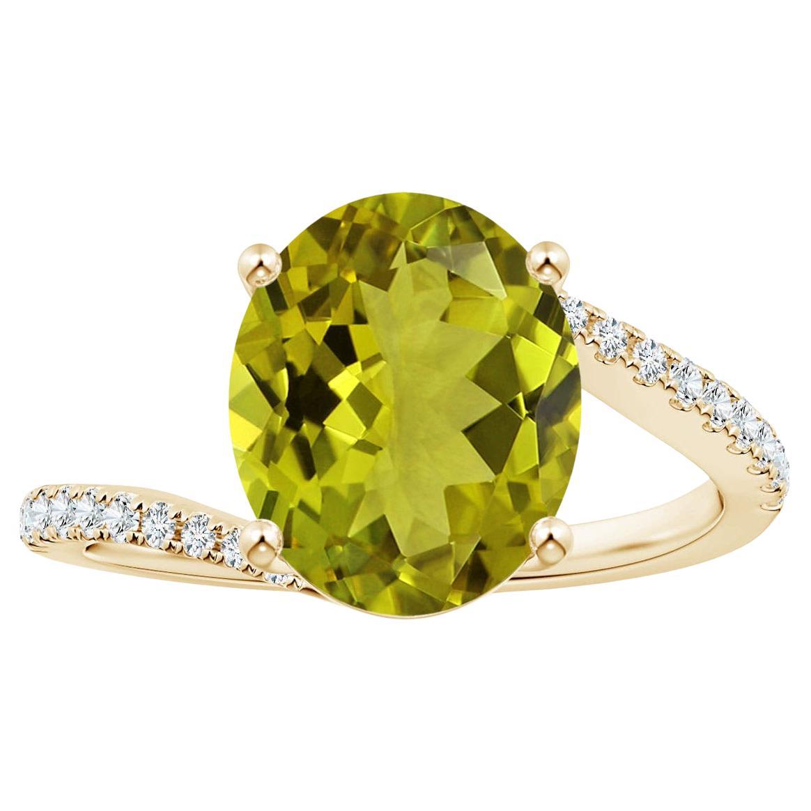 For Sale:  ANGARA Prong-Set GIA Certified Natural Oval Tourmaline Bypass Yellow Gold Ring