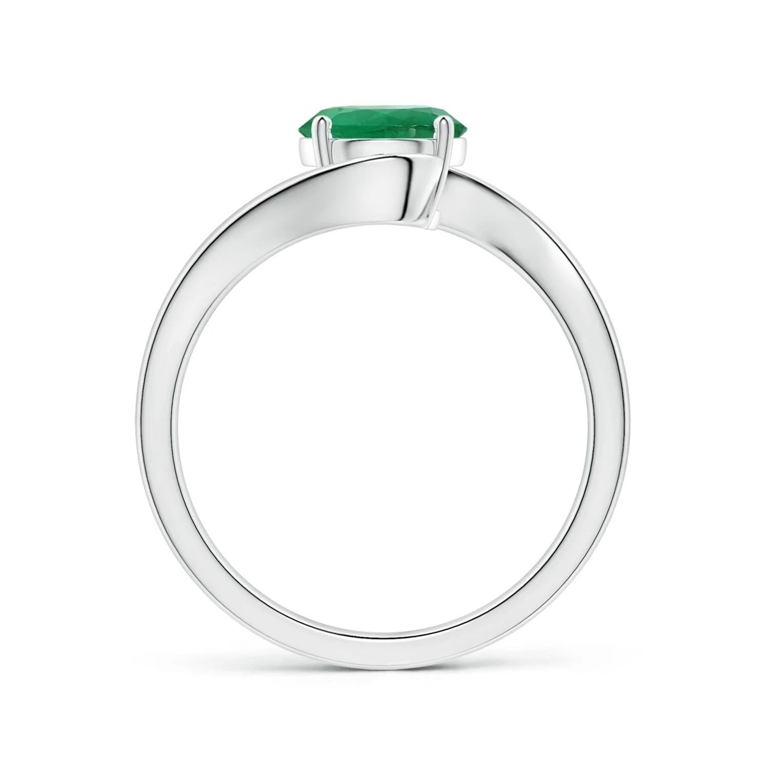 For Sale:  ANGARA Prong-Set GIA Certified Natural Solitaire Emerald Bypass White Gold Ring 2