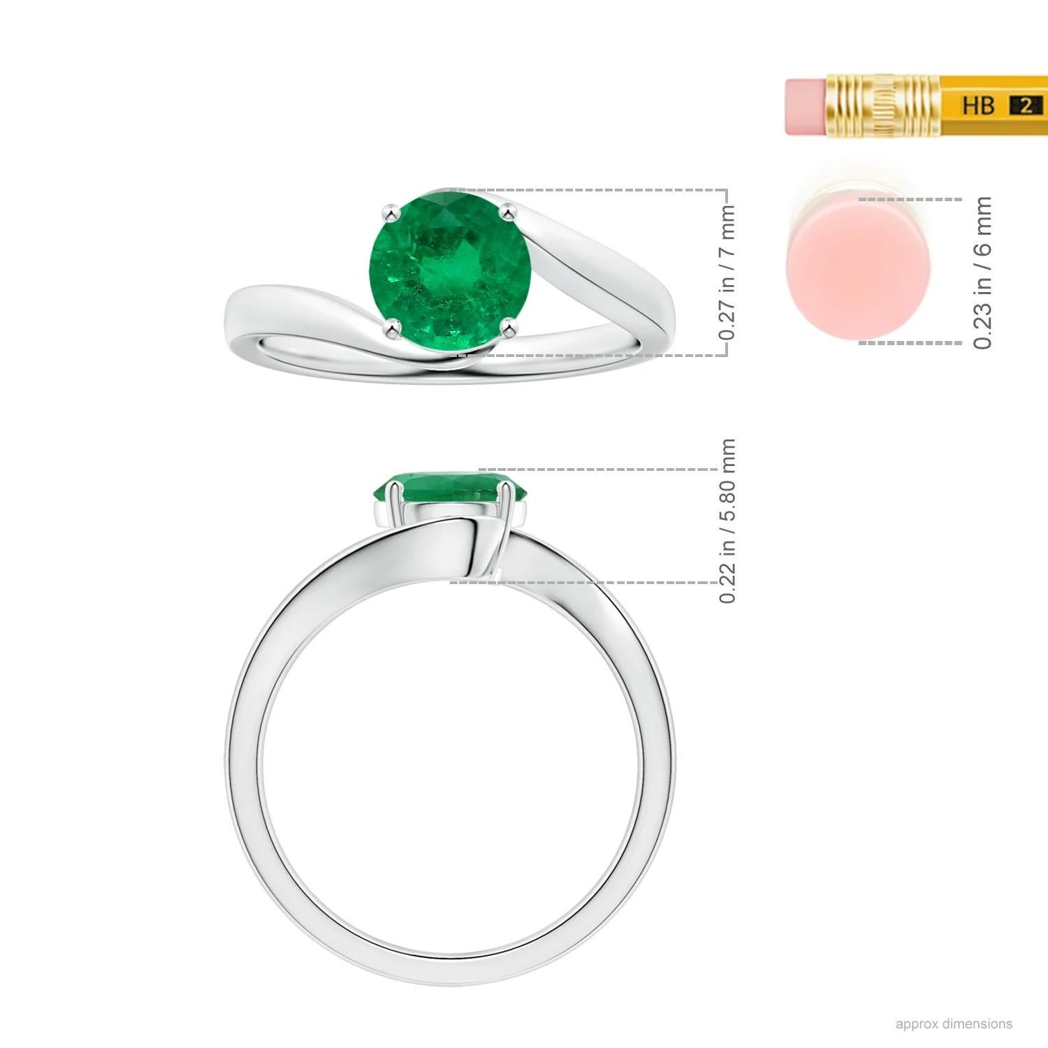 For Sale:  ANGARA Prong-Set GIA Certified Natural Solitaire Emerald Bypass White Gold Ring 4