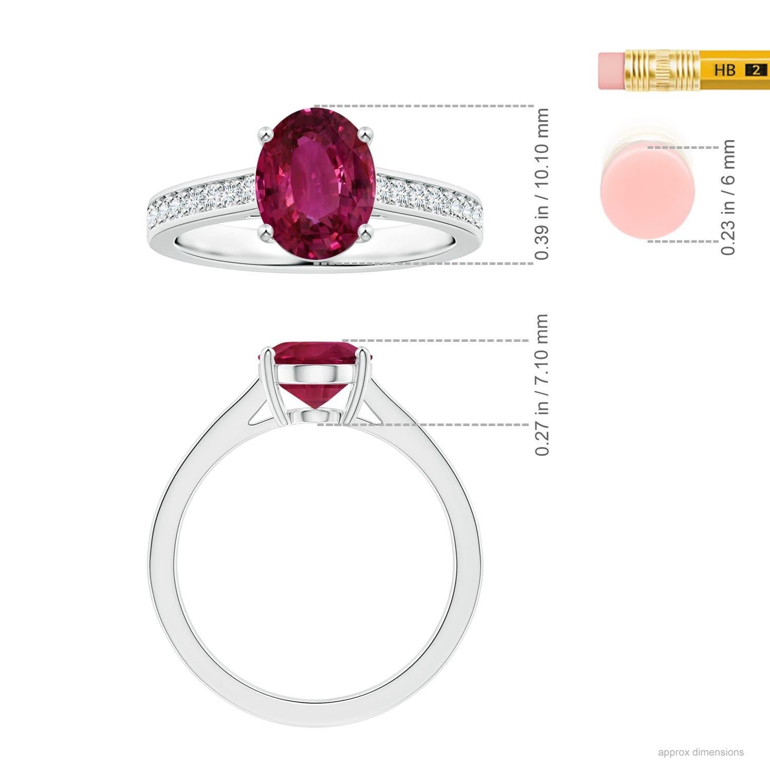 For Sale:  ANGARA Prong-Set GIA Certified Oval Pink Sapphire Ring in Platinum with Diamonds 5