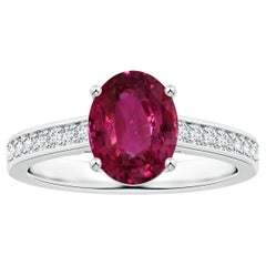 ANGARA Ring mit GIA-zertifiziertem ovalem rosa Saphir in Platin mit Diamanten in Zackenfassung