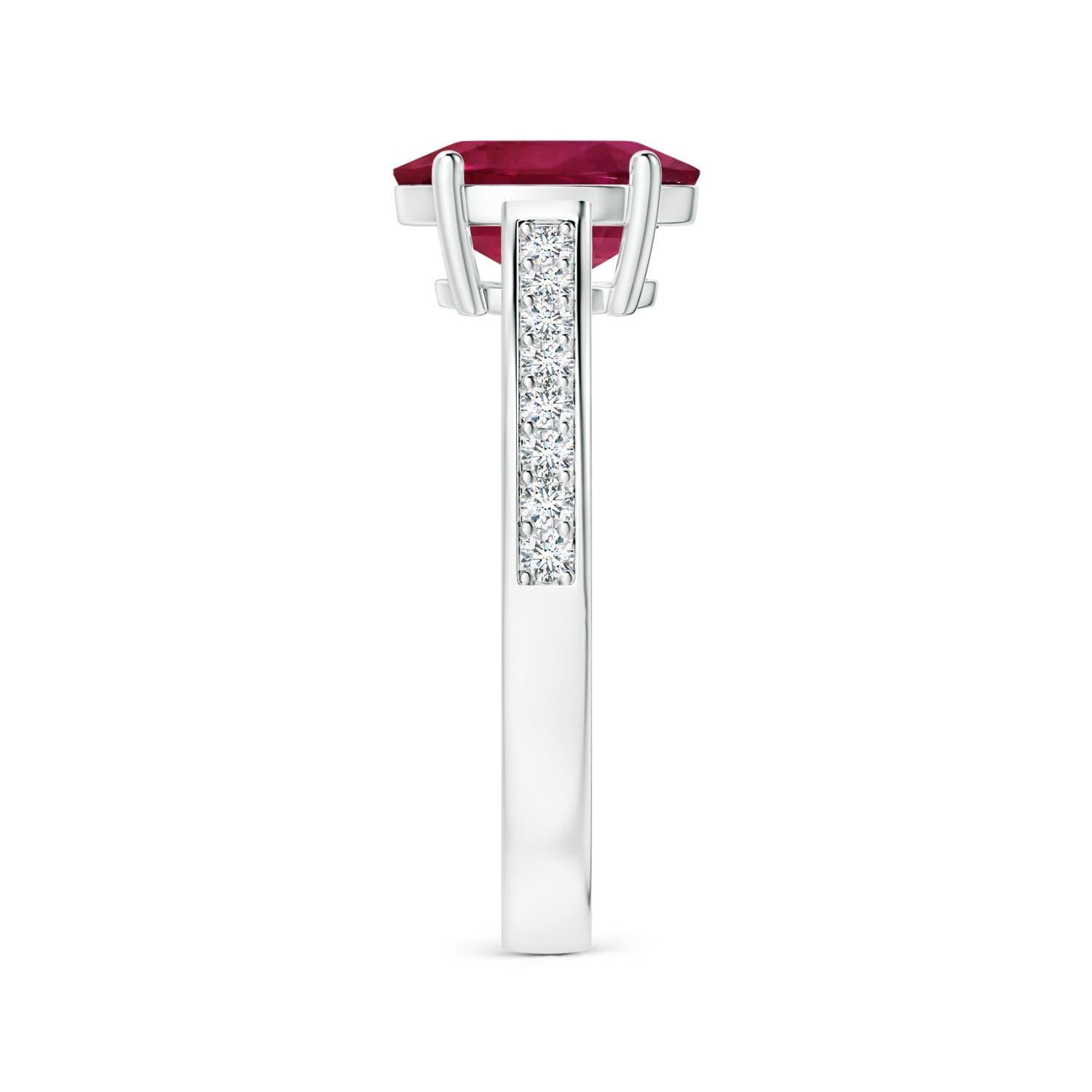 ANGARA Prong-Set GIA Certified Pink Sapphire Ring in White Gold with Diamonds 4