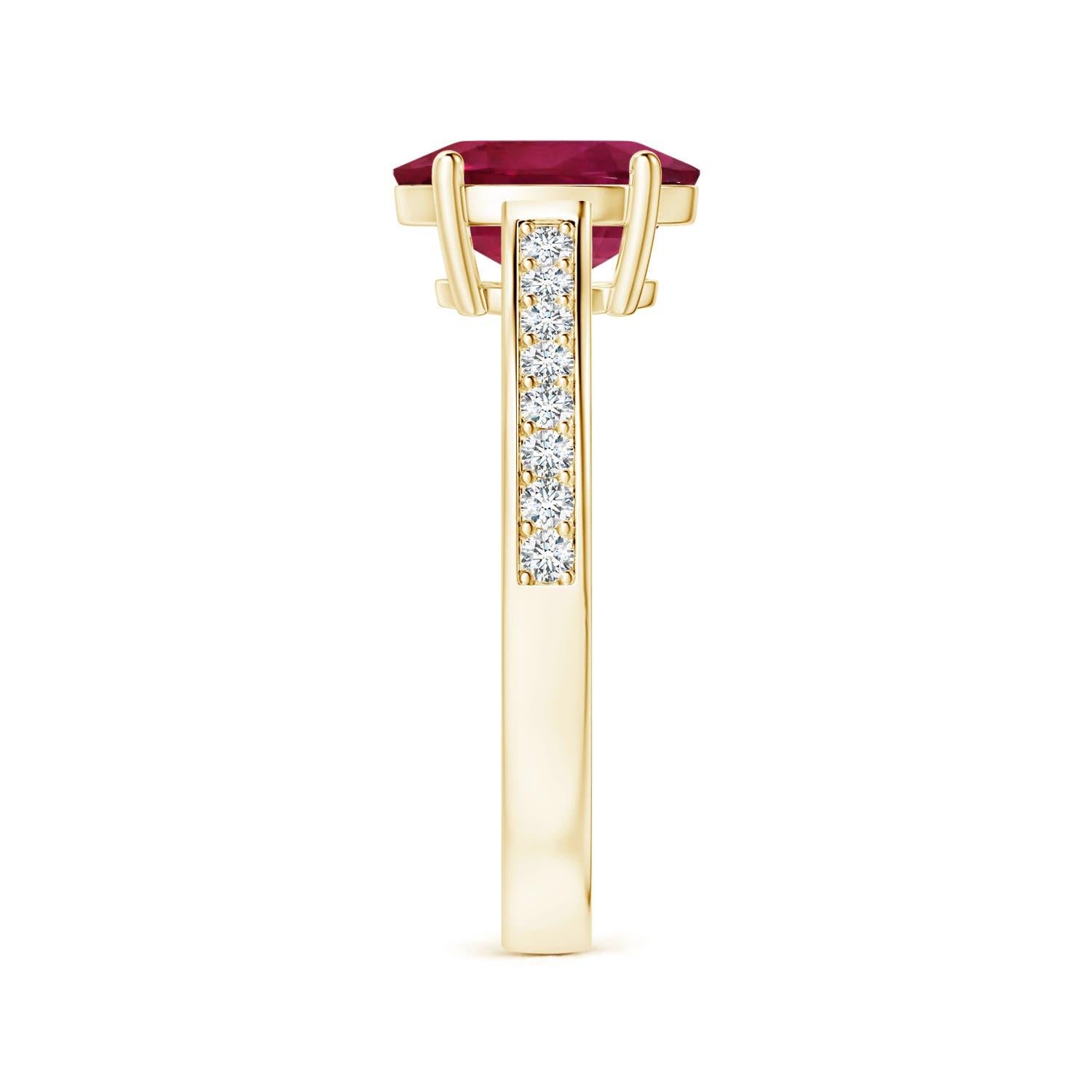 For Sale:  ANGARA Prong-Set GIA Certified Pink Sapphire Ring in Yellow Gold with Diamonds 4