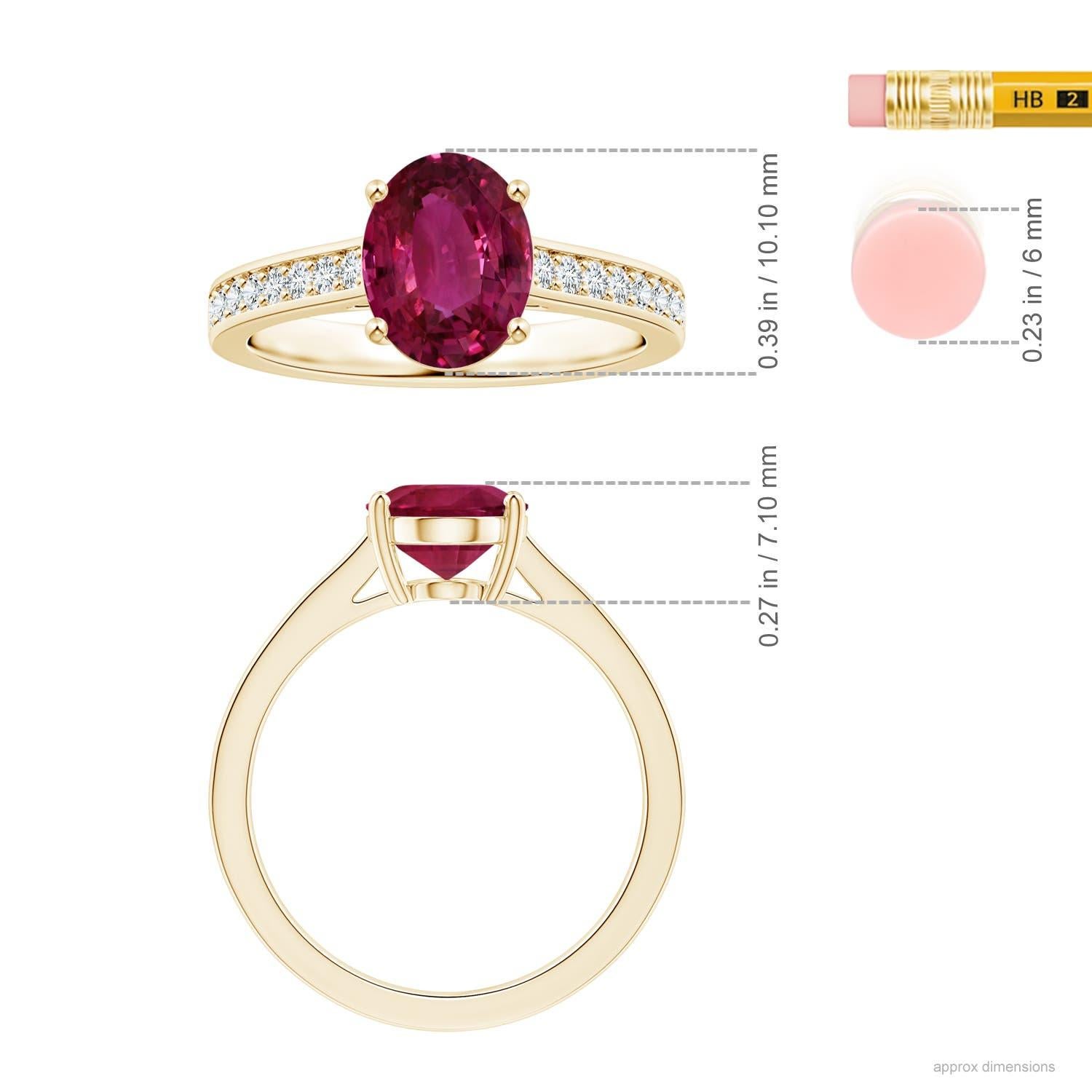 For Sale:  ANGARA Prong-Set GIA Certified Pink Sapphire Ring in Yellow Gold with Diamonds 5