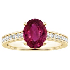ANGARA Prong-Set GIA Certified Pink Sapphire Ring in Yellow Gold with Diamonds